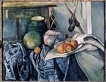 Cézanne, Paul - Stilleben mit Weinflasche und Auberginen