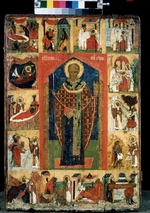 Russische Ikone - Der Heilige Nikolaus mit Vita