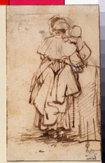 Rembrandt van Rhijn - Frau mit Kind auf dem Arm