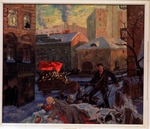 Kustodiew, Boris Michailowitsch - Oktober 1917 in Petrograd