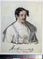 Bestuschew, Nikolai Alexandrowitsch - Porträt des Dekabristen Iwan Annenkow (1802-1878) im Peter-Gefängnis