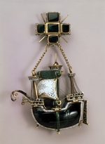 WesteuropÃ¤ische angewandte Kunst - Anhänder im Form eines Schiffs