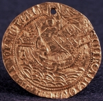 Numismatik, Russische Münzen - Münze (Korabelnik) des Zaren Iwan III. (Revers: Herrscher auf seinem Schiff)