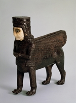 Kultur von Urartu - Throndetail in Form eines geflügelten Löwen mit menschlichem Torso