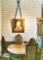 Fontana, Giovanni Maria - Vorraum im Menschikow-Palast von Sankt Petersburg. Interieur mit ovalem Tisch und Bildnis Alexander Menschikow
