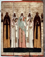 Russische Ikone - Der Heilige Sergius von Radonesch mit den Heiligen von Rostow