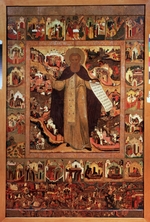 Russische Ikone - Der Heilige Sergius von Radonesch mit Vita