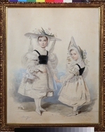 Sokolow, Pjotr Fjodorowitsch - Porträt der Großfürstinnen Olga und Alexandra in Maskenballkleidung