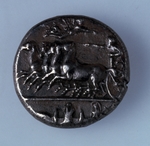 Numismatik, Antike Münzen - Dekadrachme aus Syrakus (Rückseite: Triumphwagen)