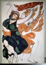 Bakst, Léon - Zwei Böotierinnen. Kostümentwurf zum Ballett Narcisse von N. Tscherepnin