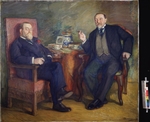 Pasternak, Leonid Ossipowitsch - Beim Tee. Bildnis der Sammler Ossip Zetlin und David Wyssozki