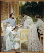 Kustodiew, Boris Michailowitsch - Auf der Terrasse