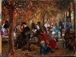 Menzel, Adolph Friedrich, von - Im Jardin de Luxembourg (Erinnerung an den Jardin du Luxembourg)