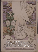 Mucha, Alfons Marie - Plakat für Theaterstück Dame mit Kamelien von A. Dumas im Theatre de la Renaissanse (Unterteil)