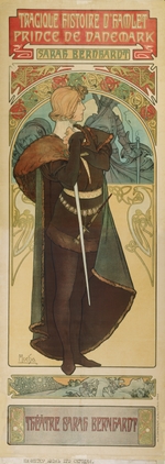 Mucha, Alfons Marie - Plakat für Theaterstück Hamlet von W. Shakespeare im Theatre Sarah Bernardt