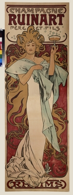 Mucha, Alfons Marie - Werbeplakat für Champagne Ruinart (Oberteil)