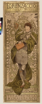 Mucha, Alfons Marie - Plakat für Theaterstück Lorenzaccio von A. de Musset im Theatre de la Renaissanse (Oberteil)