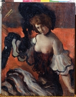 Bakst, Léon - Im Restaurant. Dame in Schwarz