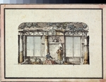 Quarenghi, Giacomo Antonio Domenico - Entwurf der Innenausstattung eines Saals mit zwei Fenster