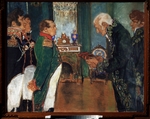 Esutschewski, Michail Dmitrijewitsch - Lamarck überreicht dem Kaiser Napoléon Bonaparte sein Buch Philosophie Zoologique