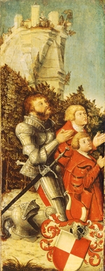 Cranach, Lucas, der Ältere - Bildnis eines Ritters mit zwei Söhne