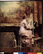Dagnan-Bouveret, Pascal Adolphe Jean - Junge Aquarellmalerin im Louvre