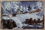 Kustodiew, Boris Michailowitsch - Winter. Schlittenfahrt