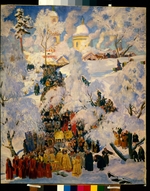 Kustodiew, Boris Michailowitsch - Die Grosse Wasserweihe zum Fest der Erscheinung des Herrn