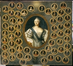 Russischer Meister - Porträt der Kaiserin Elisabeth Petrowna (1709-1762) mit Stammbaum