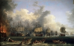 Hackert, Jacob Philipp - Der Untergang des russischen Schiffes St. Eustaphius in der Seeschlacht von Çesme