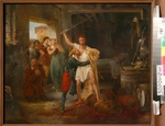 Adam, Jean-Victor Vincent - Don Quijotes Kampf mit den Rotweinschläuchen