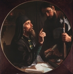 Skotti, Michail Iwanowitsch - Archimandrit des Dreifaltigkeitskloster Dionysius Sobninowski überreicht eine geistliche Urkunde