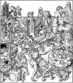 Meister des Hausbuches - Merkurs Kindern (Planetenkinder des Merkur). Illustration aus dem mittelalterlichen Hausbuch