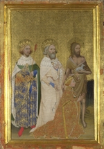 Meister des Wilton-Diptychons - Richard II. im Kreis von drei Heiligen (Der linke Flügel des Wilton-Diptychons)