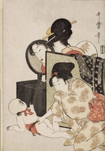 Utamaro, Kitagawa - Eine Schöne vor dem Spiegel