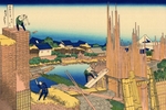 Hokusai, Katsushika - Tatekawa in Honjo (aus der Bildserie 36 Ansichten des Berges Fuji)