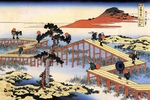 Hokusai, Katsushika - Yatsuhashi in  der Provinz Mikawa (aus der Serie Ansichten der bekannten Brücken in allen Provinzen)