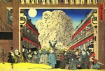 Kunisada (Toyokuni III.), Utagawa - Kirschblüte in der Morgendämmerung im nördlichen Vergnügungsviertel