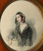 Sokolow, Pjotr Fjodorowitsch - Porträt der Dichterin Gräfin Jewdokija Rostoptschina (1811-1858)