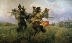 Awilow, Michail Iwanowitsch - Zweikampf des Mönches Pereswet mit dem tatarischen Recken Temir-Murza auf dem Kulikowo Pole 1380