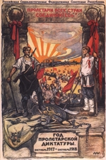 Apsit, Alexander Petrowitsch - Ein Jahr proletarischer Diktatur. Oktober 1917 - Oktober 1918 (Plakat)