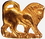 Kunst der Skythen - Aufnähplatte mit der Darstellung eines Löwen