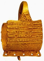 Gold von Troja, Schatz des Priamos - Ohrring in Form eines Korbes