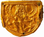 Antike Juwelenkunst - Fibel mit Darstellung der fliegenden Medusa