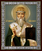 Russische Ikone - Heiliger Nyphont, Bischof von Novgorod