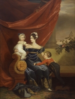 Dawe, George - Porträt der Kaiserin Alexandra Fjodorowna (Charlotte von Preußen) mit Kinder