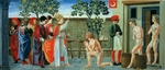 Giovanni di Francesco Toscani - Nikolaus von Myra bewahrt drei unschuldig zum Tod Verurteilte vor der Hinrichtung (Szenen aus dem Leben des heiligen Nikolaus vo