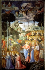 Gozzoli, Benozzo - Anbetende Engel (Detail des Fresko aus dem Freskenzyklus im Palazzo Medici Riccardi)