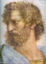 Raffael (Raffaello Sanzio da Urbino) - Aristoteles. Stanza della Segnatura. Die Schule von Athen (Detail)