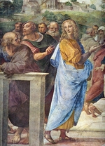 Raffael (Raffaello Sanzio da Urbino) - Verherrlichung (Disputa) des Heiligen Altarssakraments. Detail: Architekt Bramante und Francesco Maria Della Rovere (rechts)